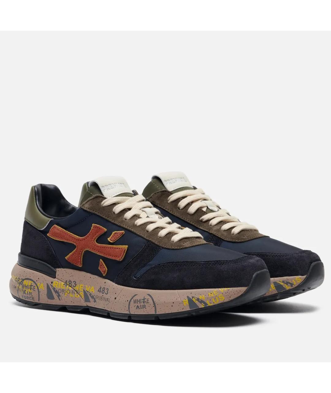 PREMIATA Темно-синие замшевые низкие кроссовки / кеды, фото 2