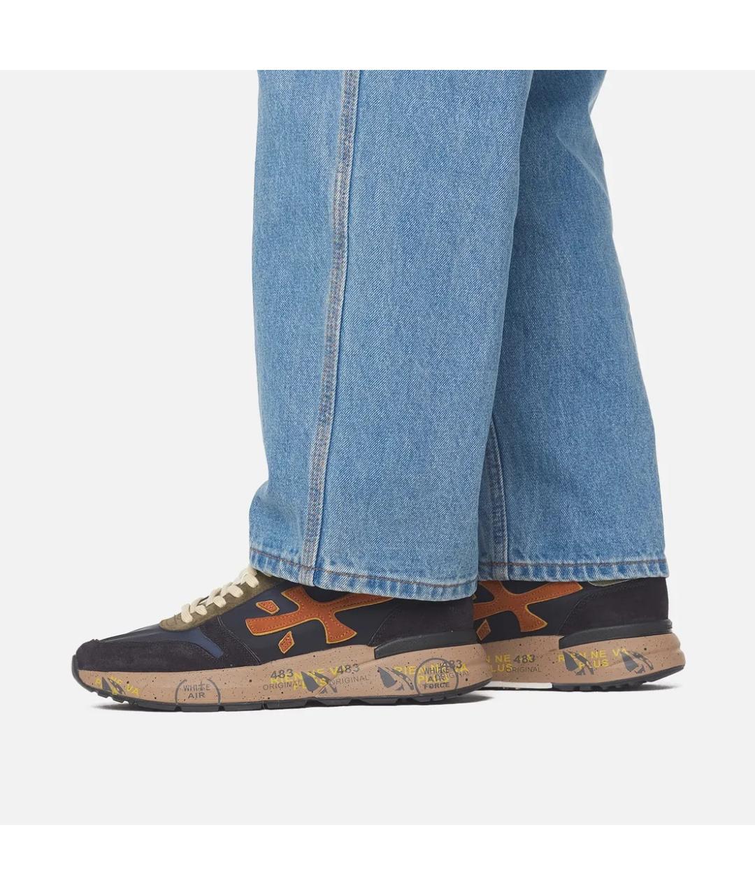 PREMIATA Темно-синие замшевые низкие кроссовки / кеды, фото 8