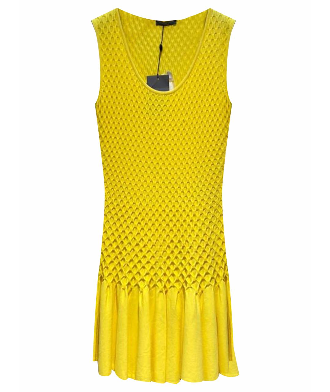ALEXANDER MCQUEEN Желтое вискозное повседневное платье, фото 1
