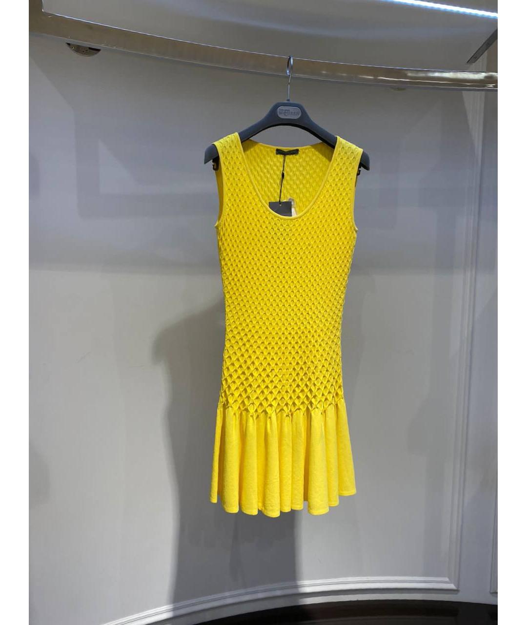 ALEXANDER MCQUEEN Желтое вискозное повседневное платье, фото 2
