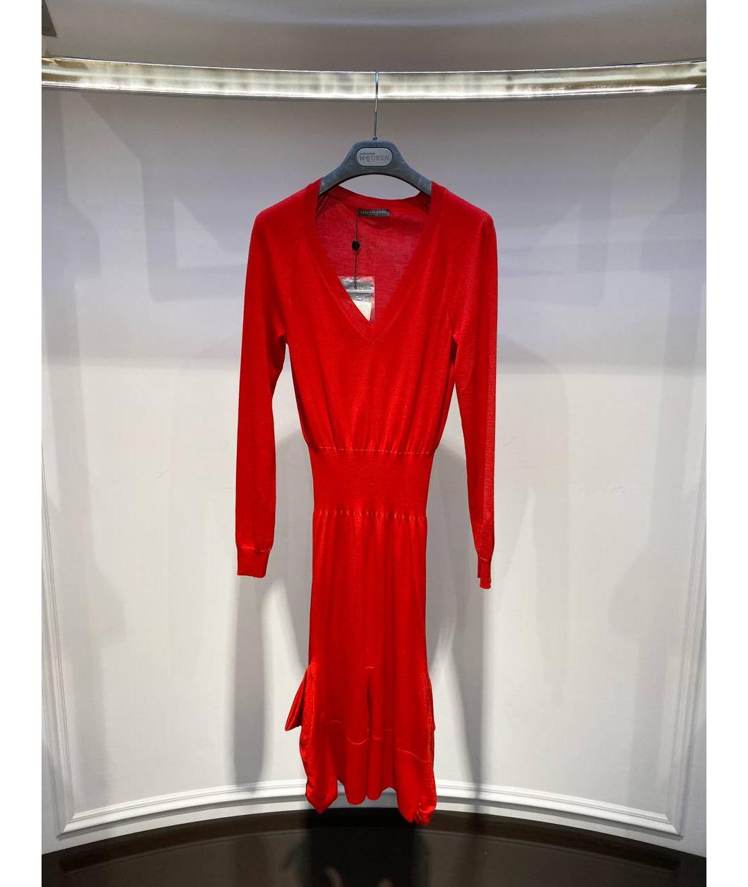 ALEXANDER MCQUEEN Красное кашемировое повседневное платье, фото 2