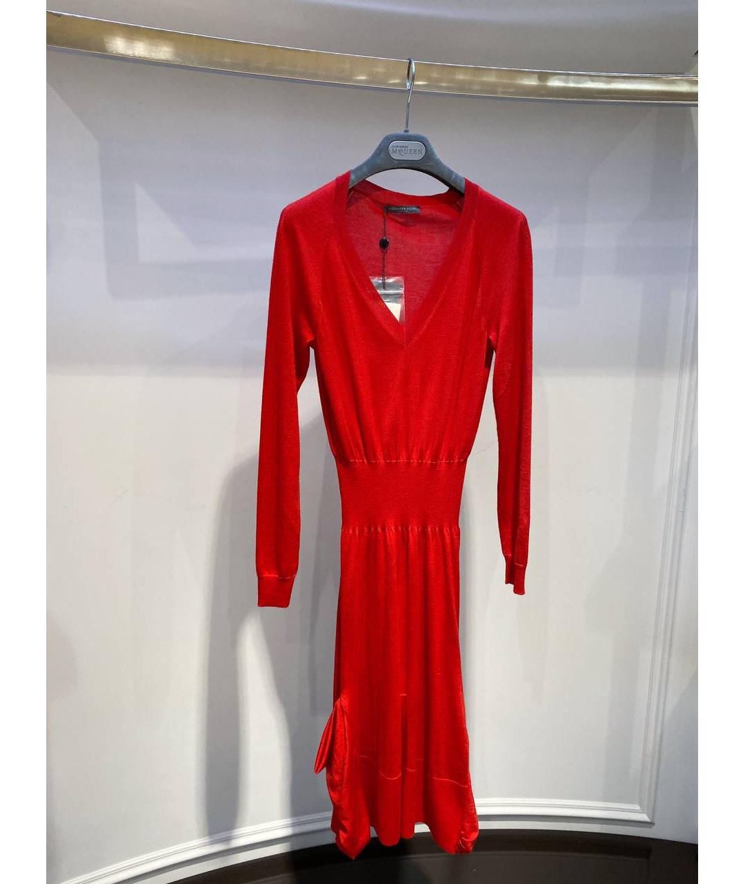 ALEXANDER MCQUEEN Красное кашемировое повседневное платье, фото 4