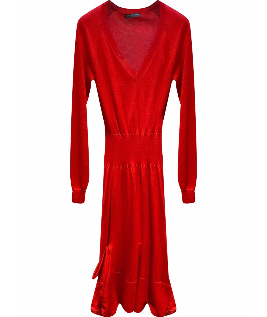 ALEXANDER MCQUEEN Красное кашемировое повседневное платье, фото 1