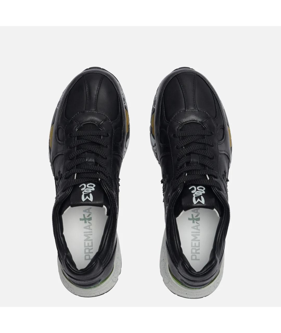 PREMIATA Черные кожаные низкие кроссовки / кеды, фото 4