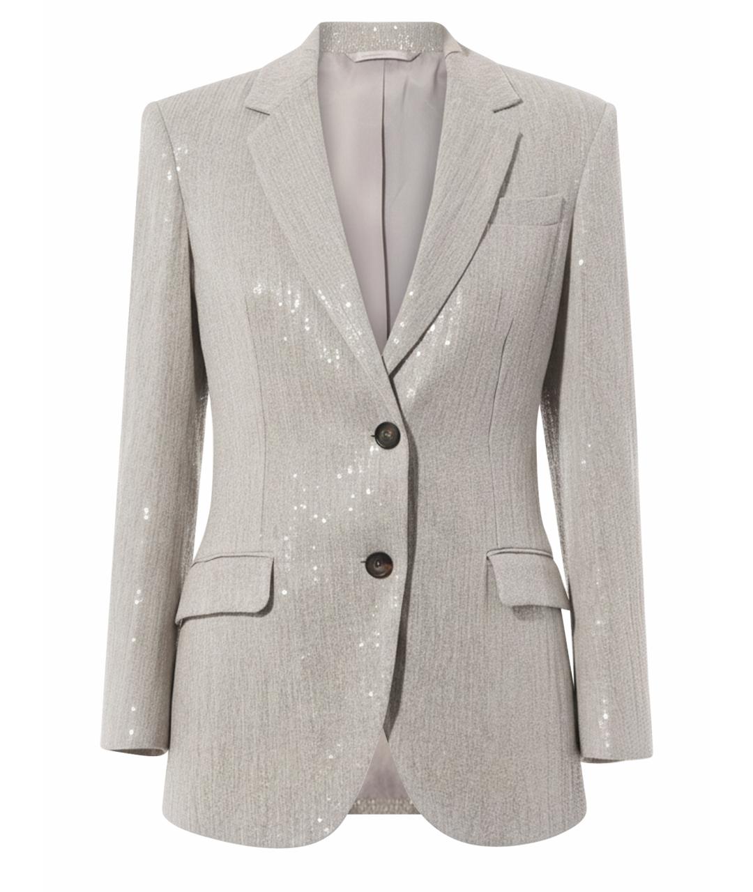 BRUNELLO CUCINELLI Серебрянный льняной костюм с брюками, фото 1