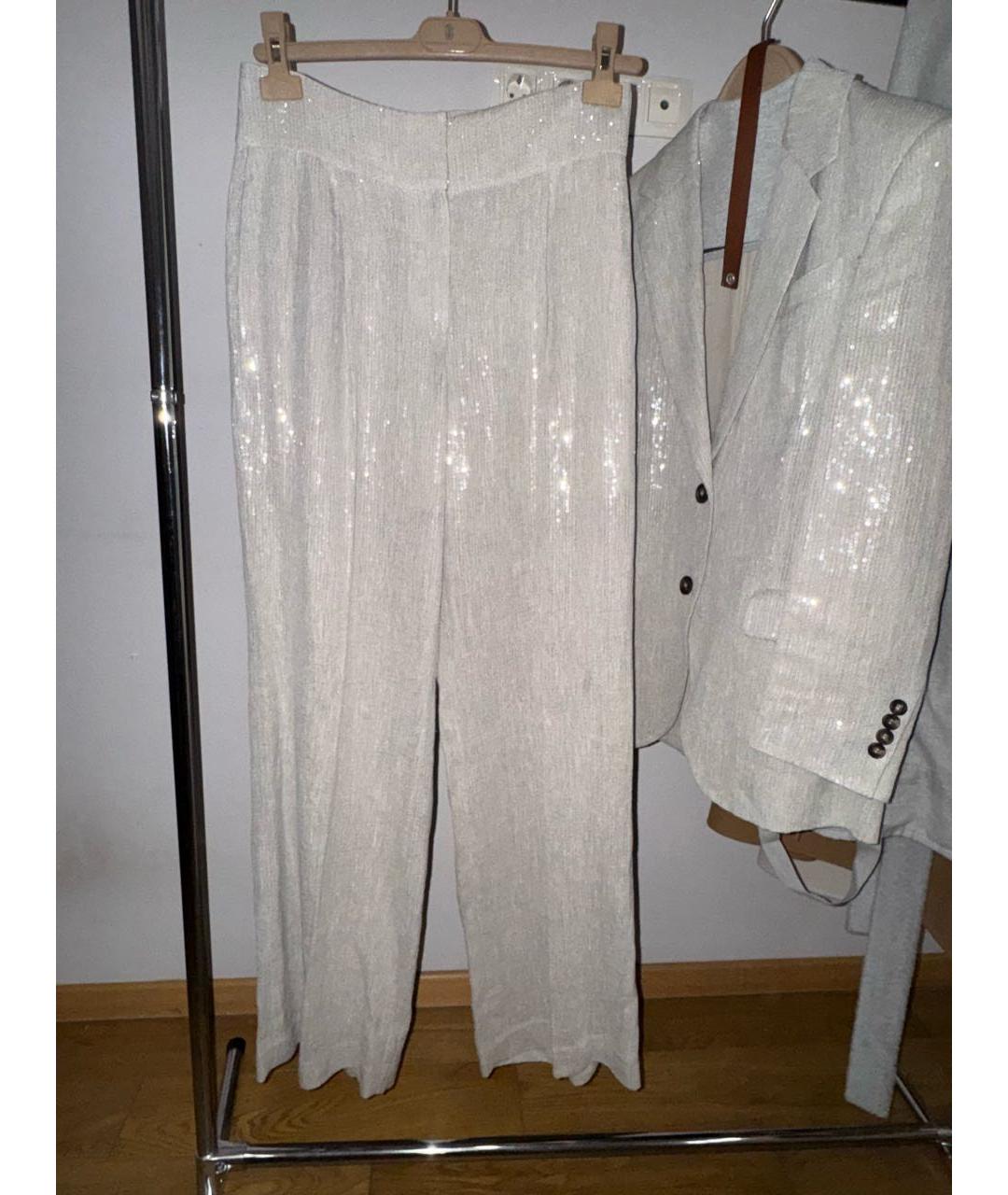 BRUNELLO CUCINELLI Серебрянный льняной костюм с брюками, фото 5