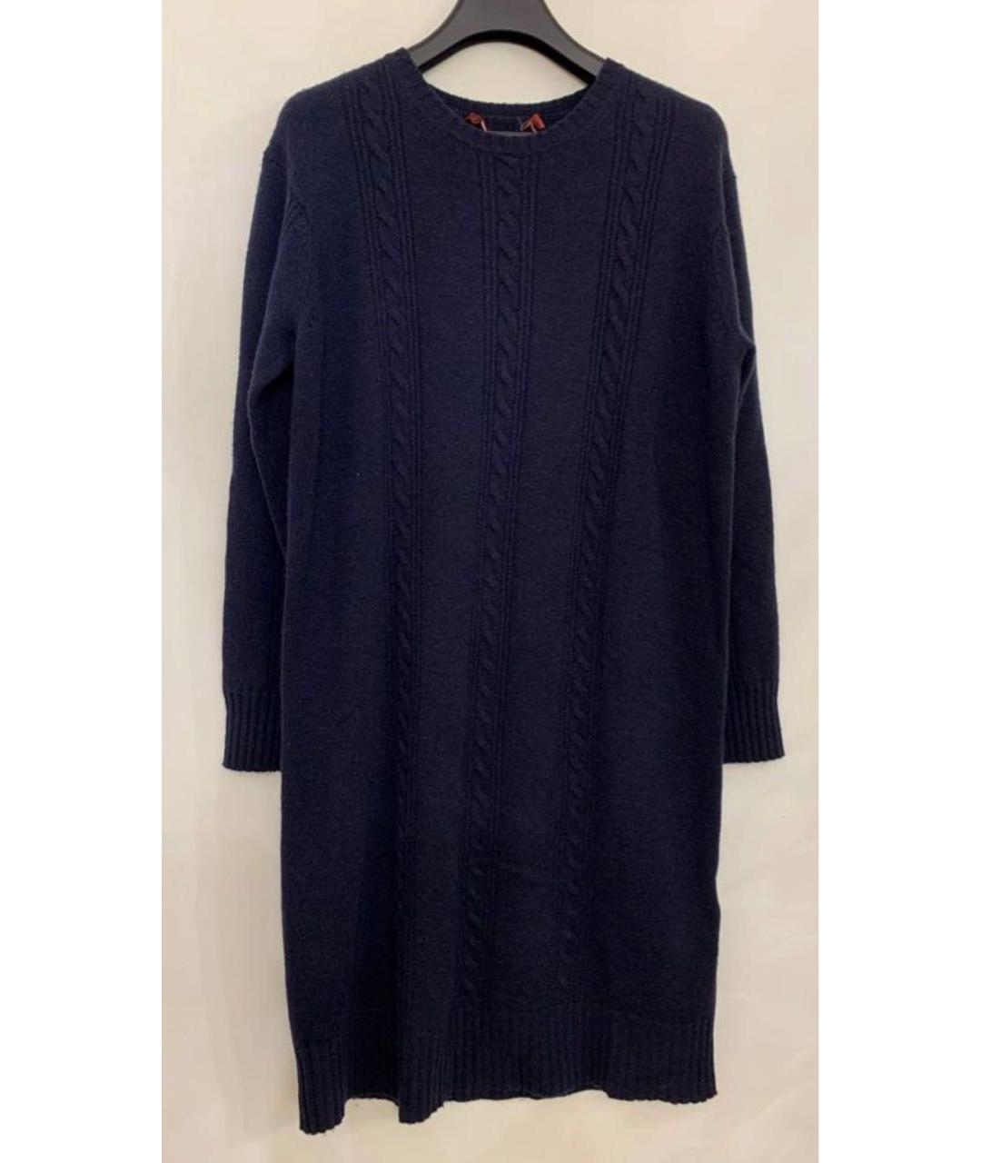 MAX MARA Темно-синее шерстяное повседневное платье, фото 9