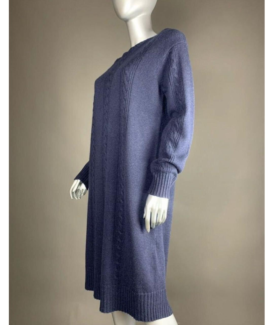 MAX MARA Темно-синее шерстяное повседневное платье, фото 7