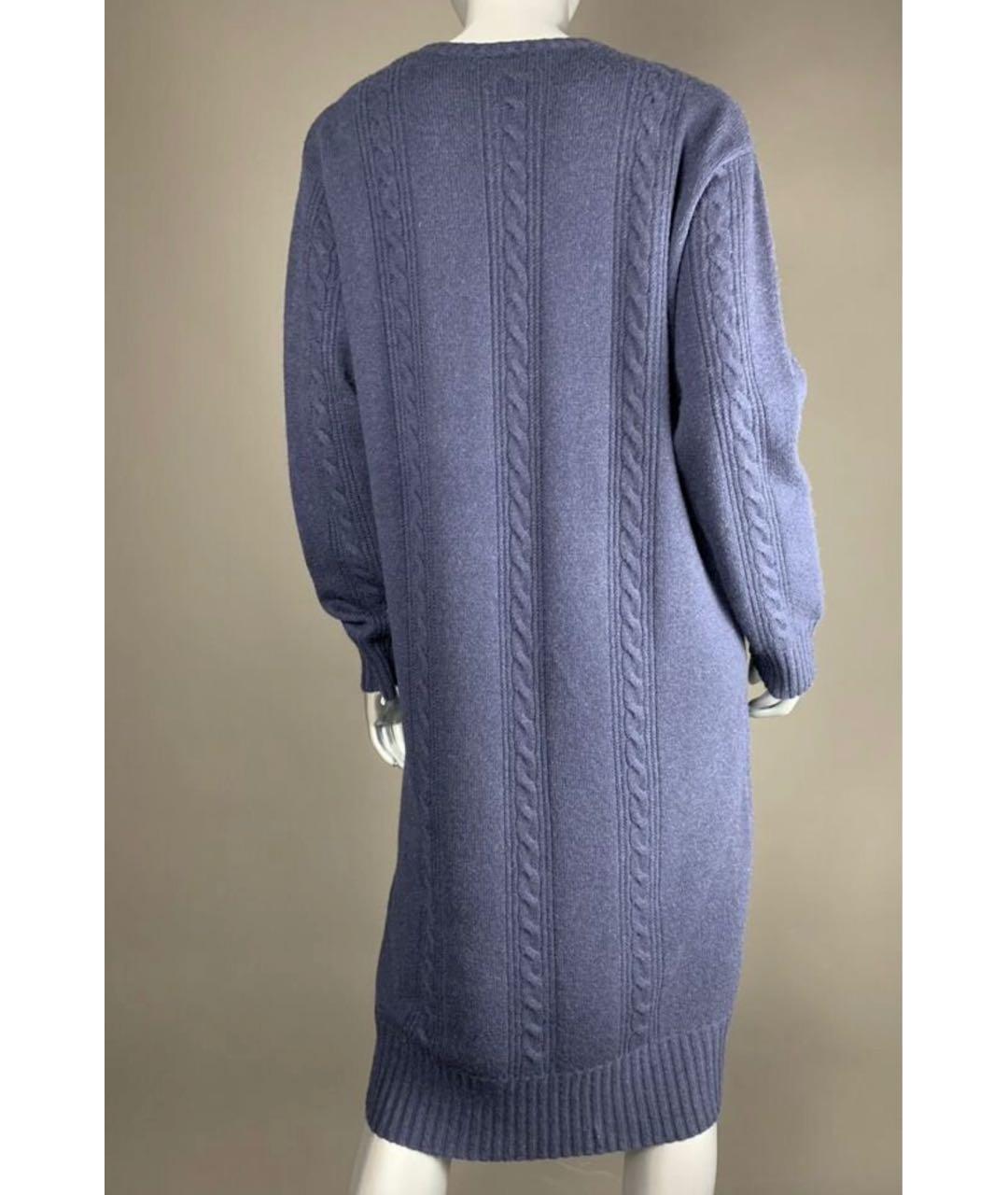 MAX MARA Темно-синее шерстяное повседневное платье, фото 2