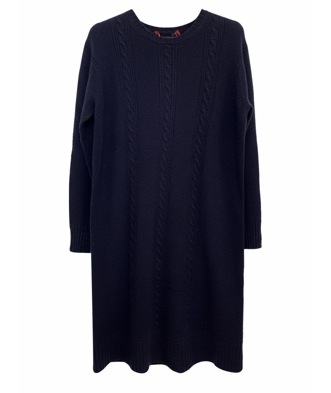 MAX MARA Темно-синее шерстяное повседневное платье, фото 1