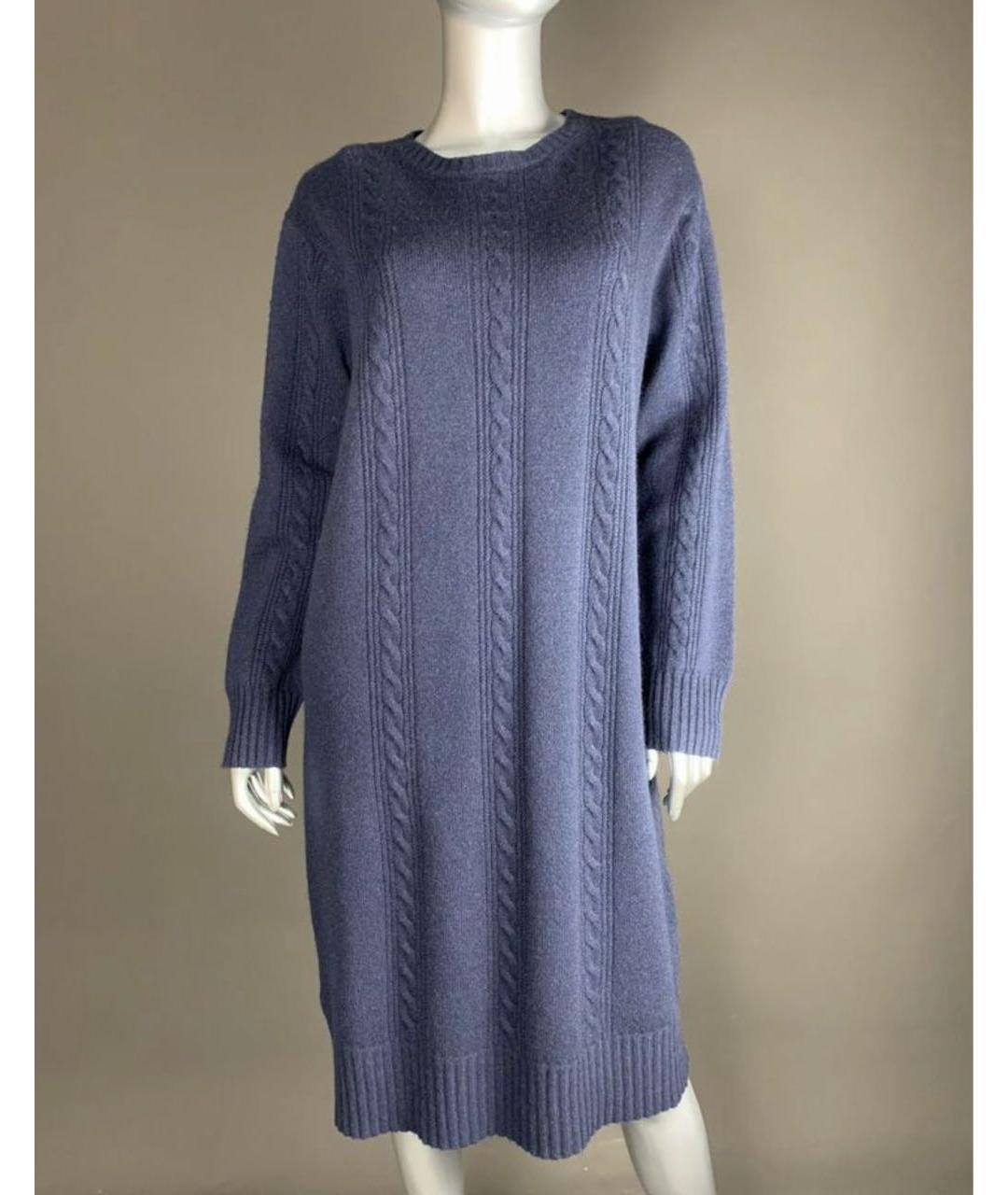 MAX MARA Темно-синее шерстяное повседневное платье, фото 5