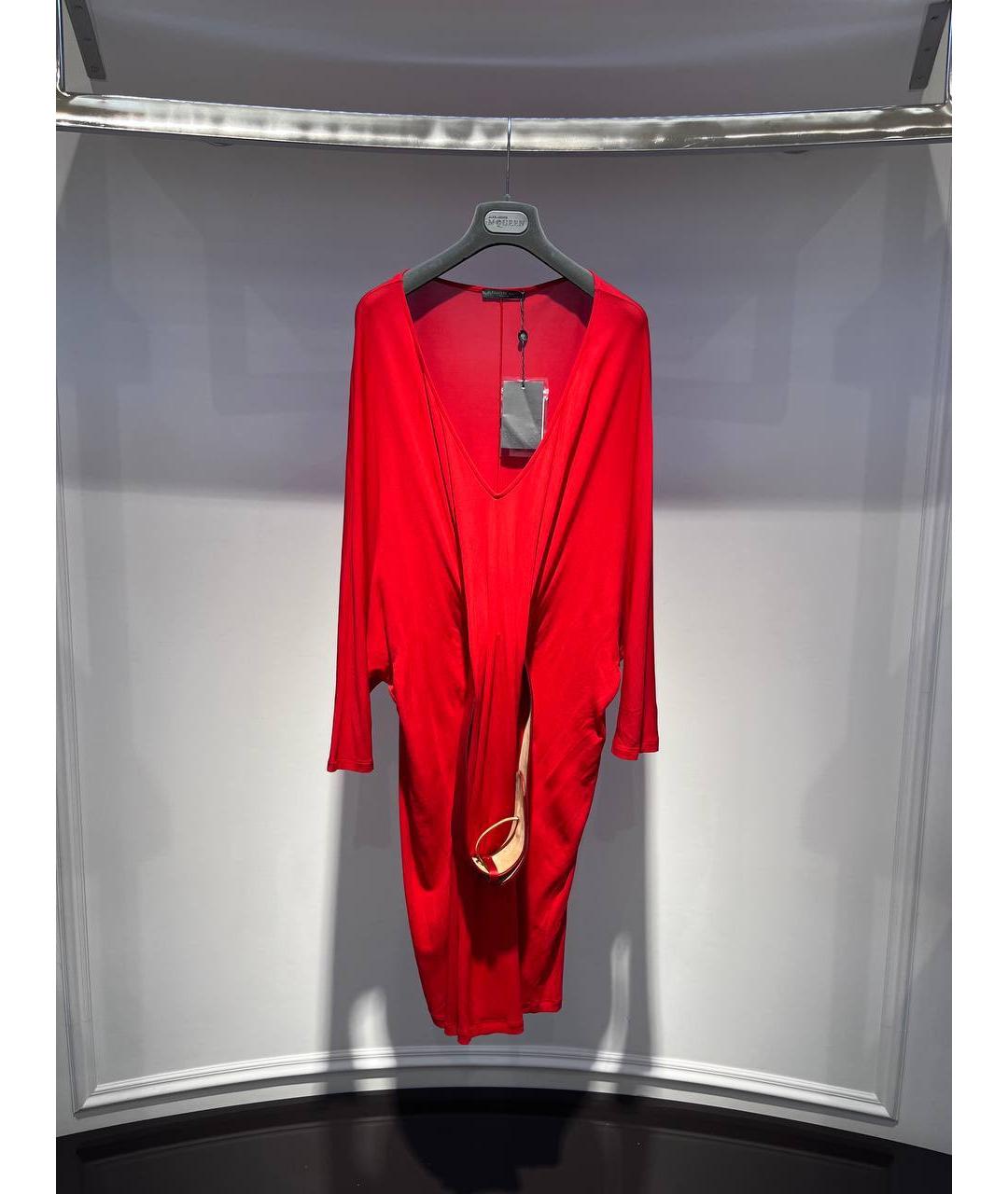 ALEXANDER MCQUEEN Красное вискозное вечернее платье, фото 4