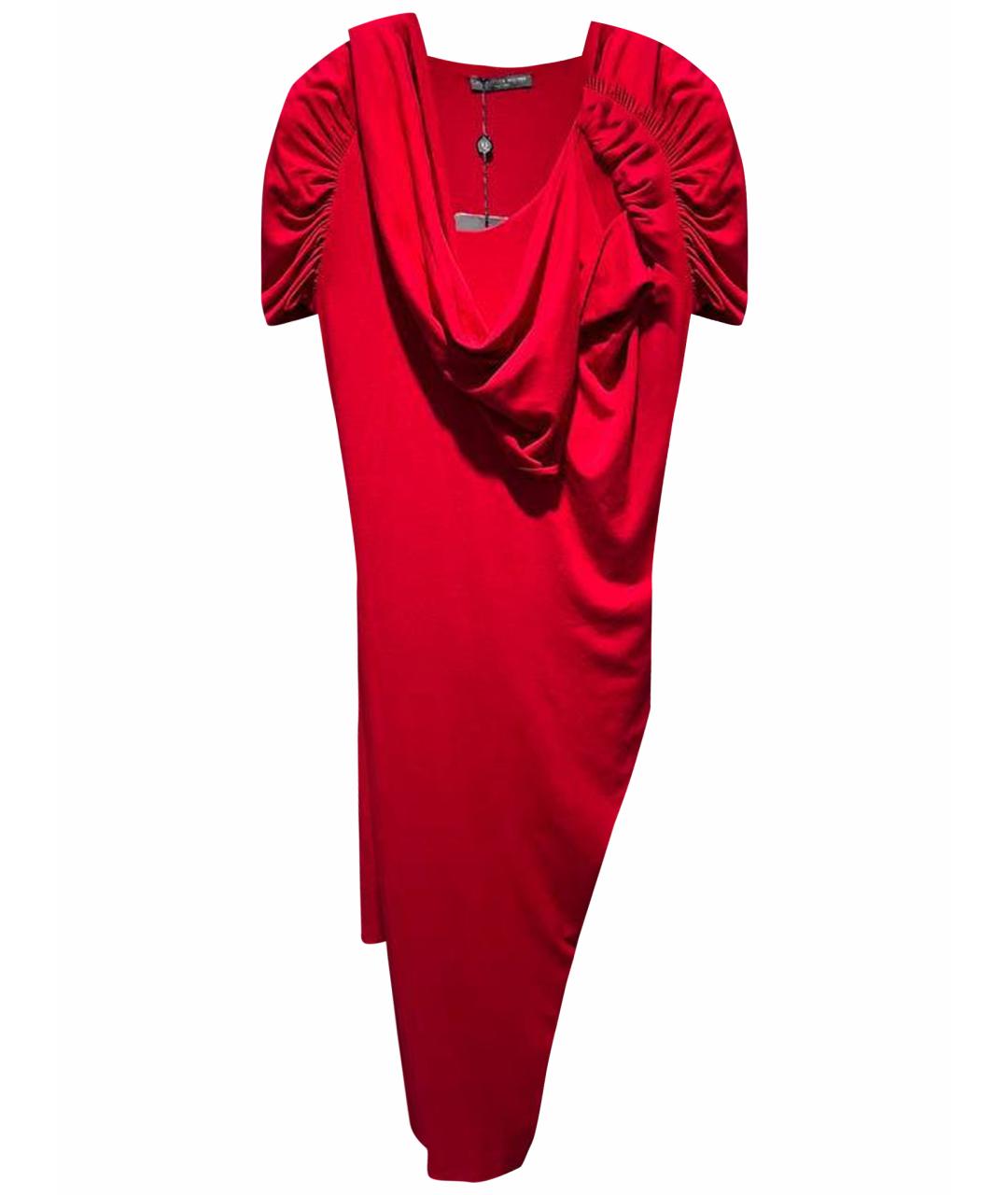 ALEXANDER MCQUEEN Красное вискозное вечернее платье, фото 1