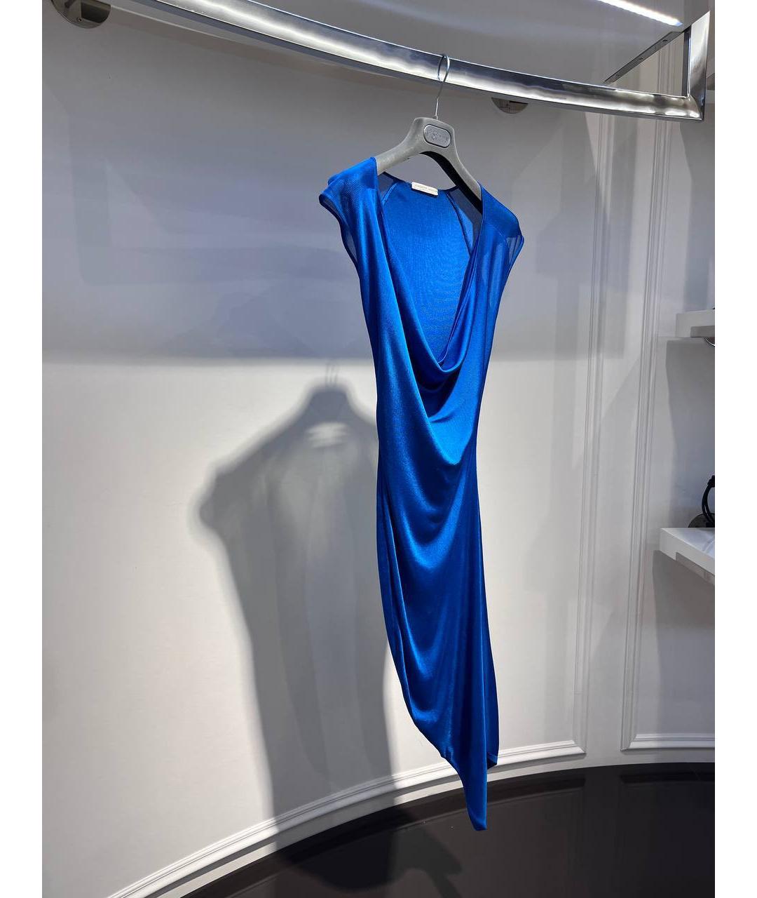 ALEXANDER MCQUEEN Синее вискозное коктейльное платье, фото 2