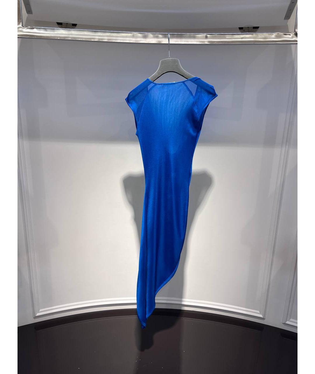 ALEXANDER MCQUEEN Синее вискозное коктейльное платье, фото 3