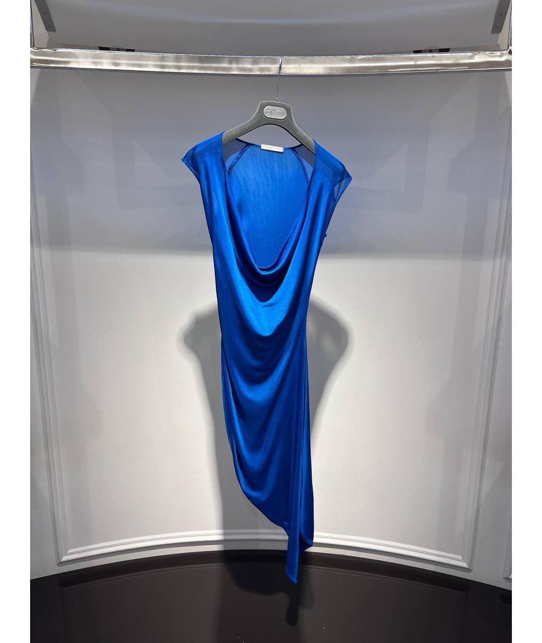 ALEXANDER MCQUEEN Синее вискозное коктейльное платье, фото 4