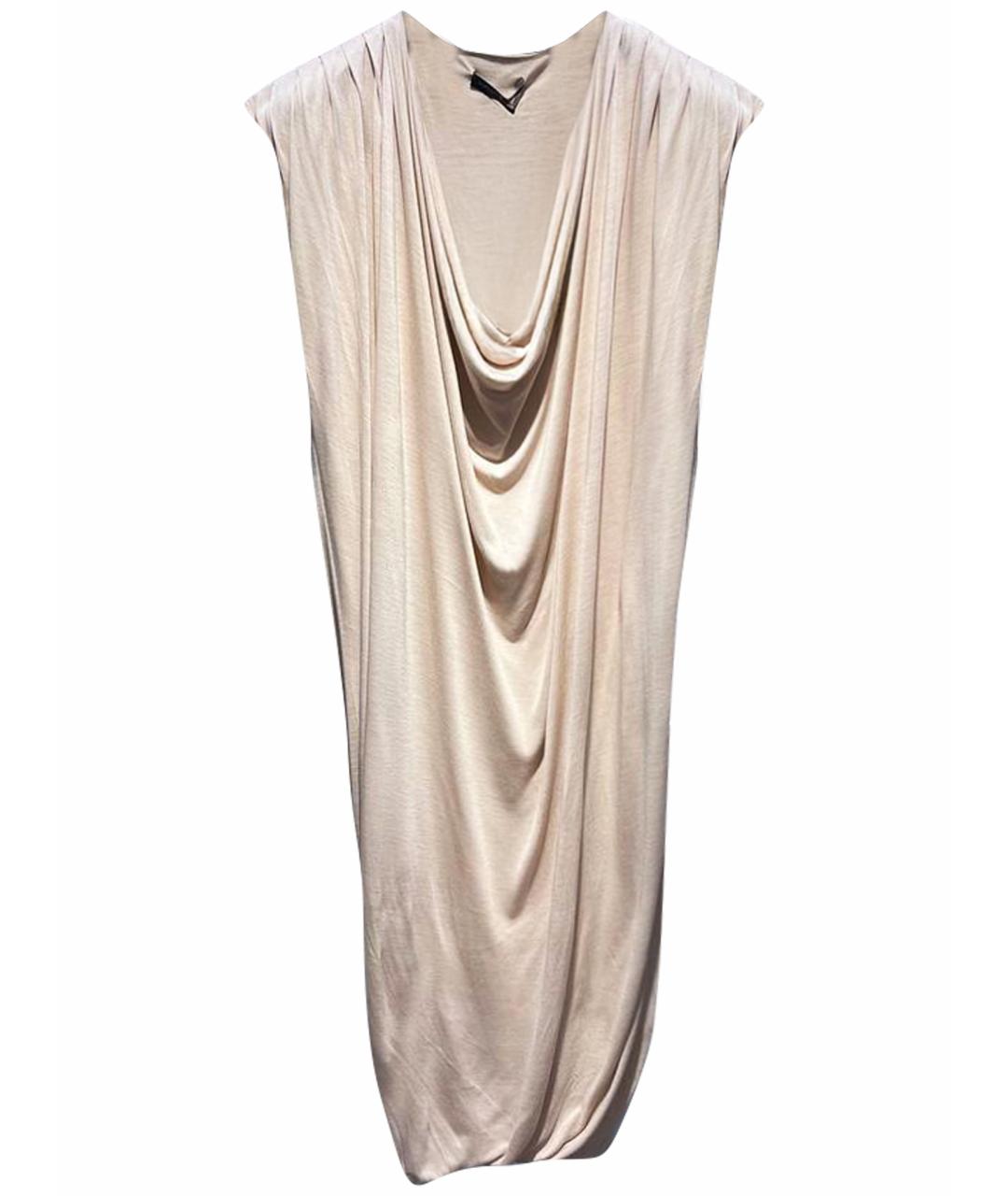 ALEXANDER MCQUEEN Бежевое вискозное коктейльное платье, фото 1