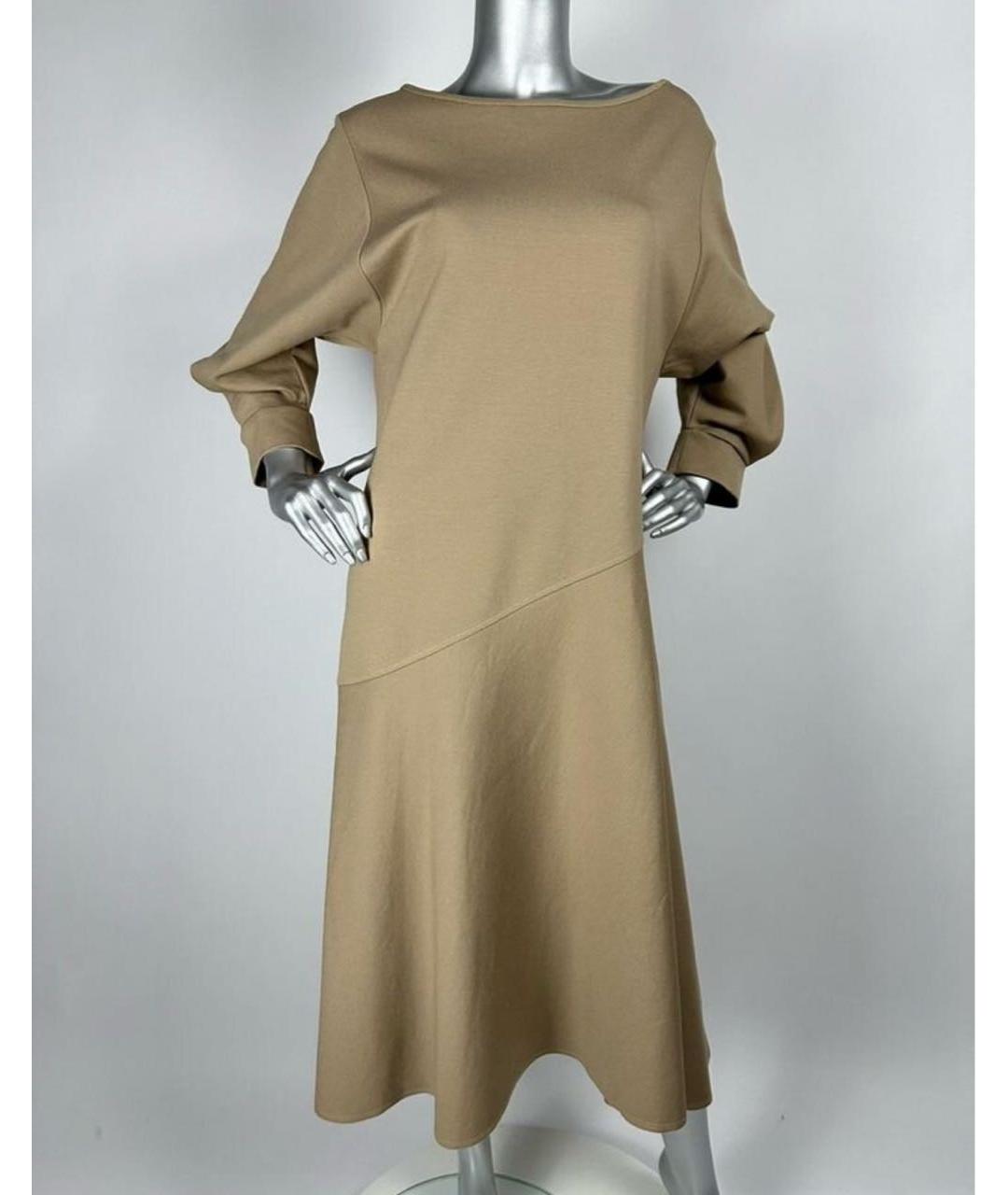 MAX MARA Бежевое вискозное повседневное платье, фото 5