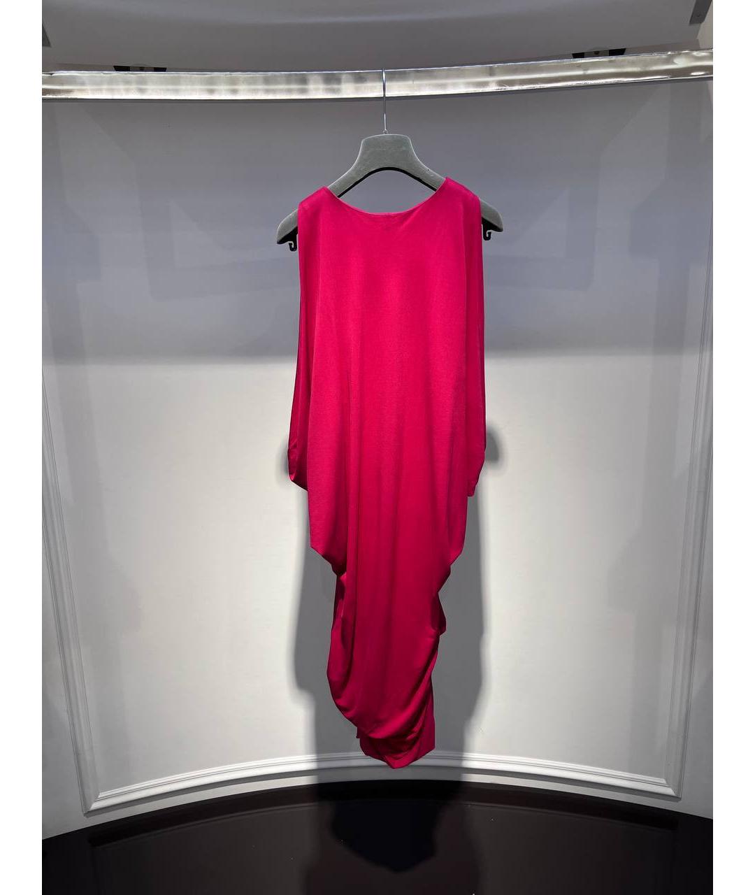 ALEXANDER MCQUEEN Фуксия вискозное коктейльное платье, фото 3