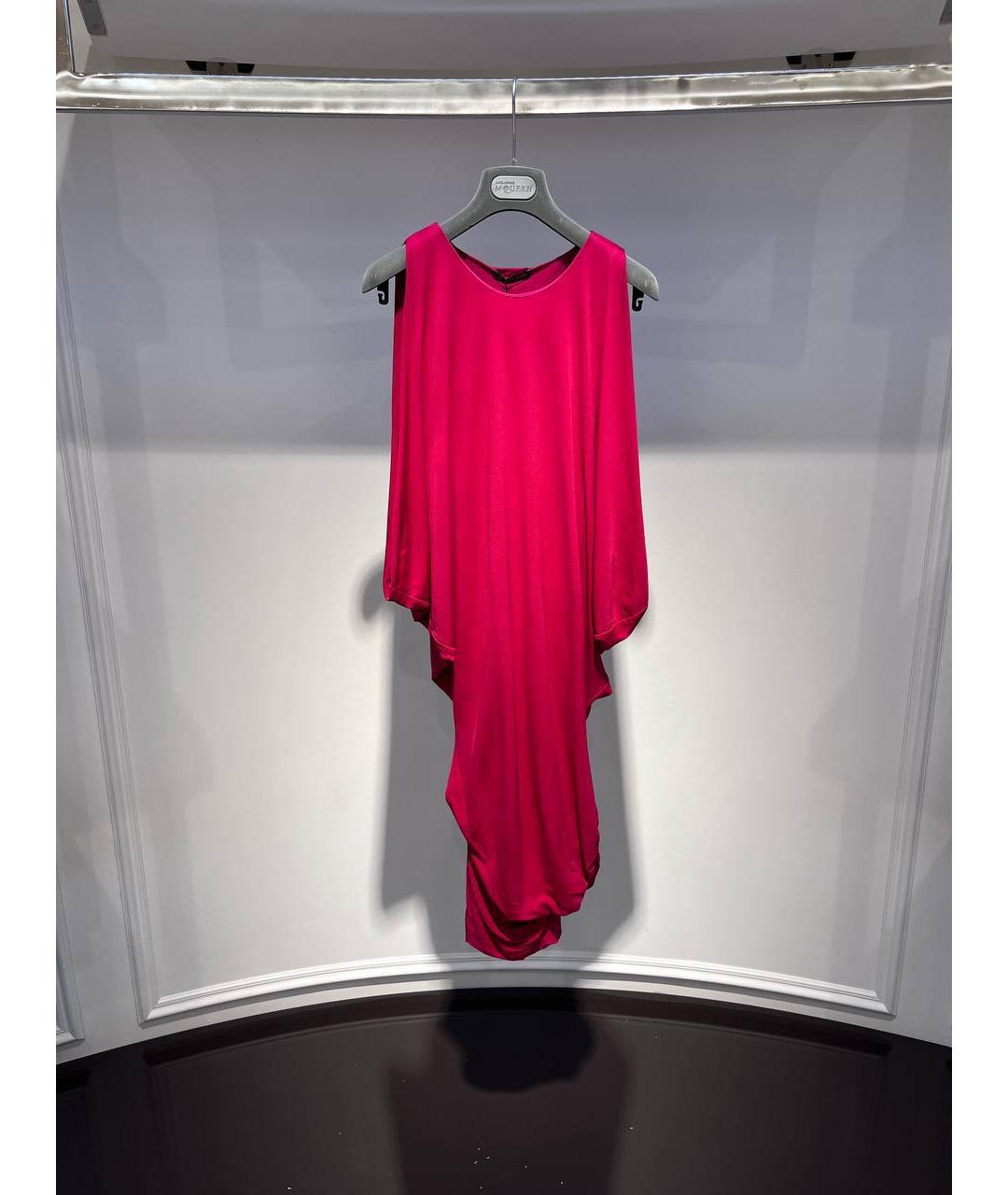 ALEXANDER MCQUEEN Фуксия вискозное коктейльное платье, фото 4