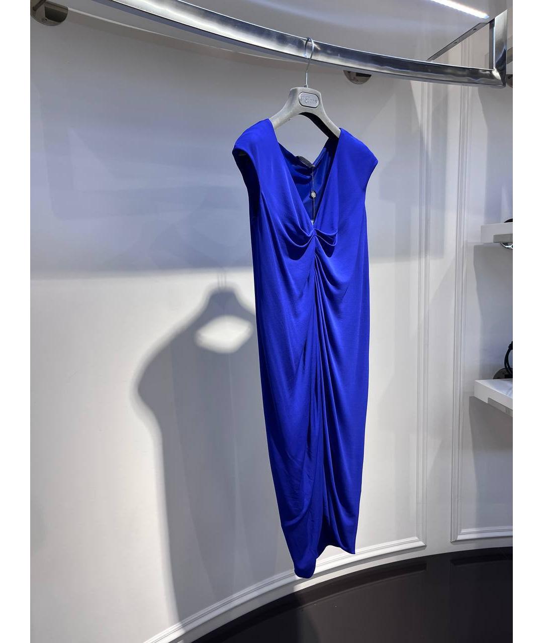 ALEXANDER MCQUEEN Синее вискозное коктейльное платье, фото 2