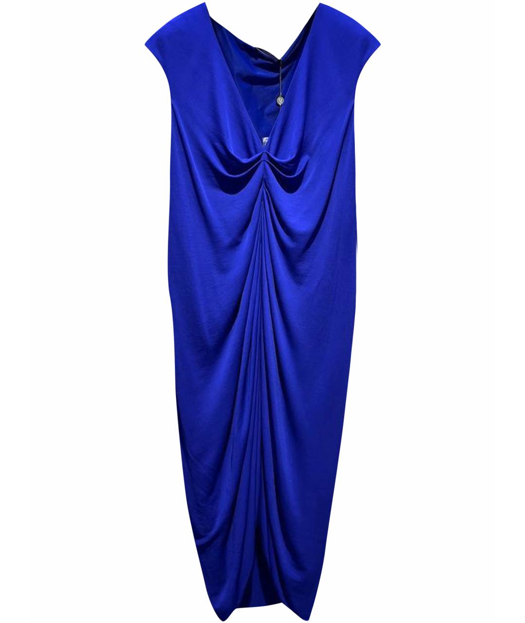 ALEXANDER MCQUEEN Синее вискозное коктейльное платье, фото 1