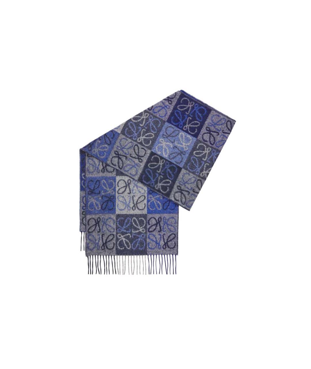 LOEWE Синий шерстяной шарф, фото 2