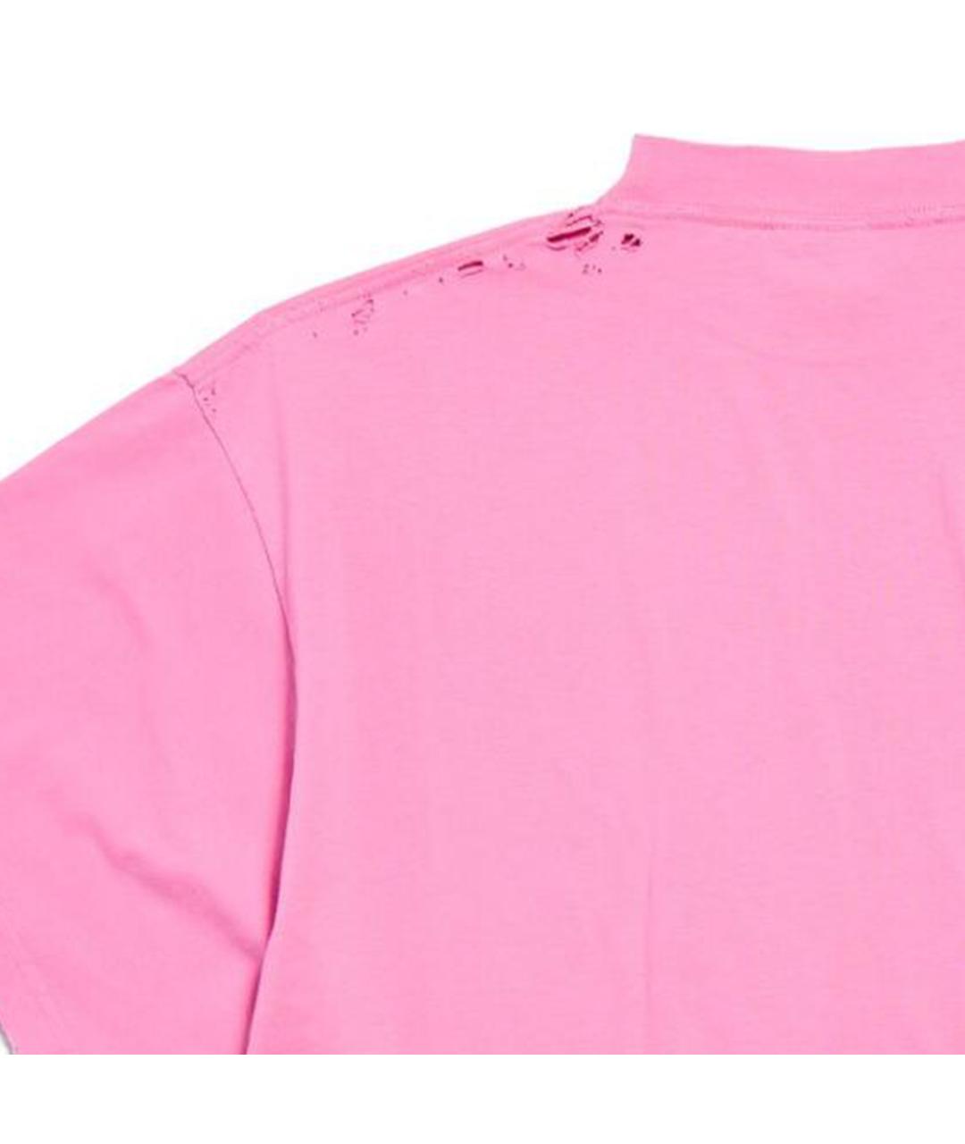 BALENCIAGA Розовая хлопковая футболка, фото 4