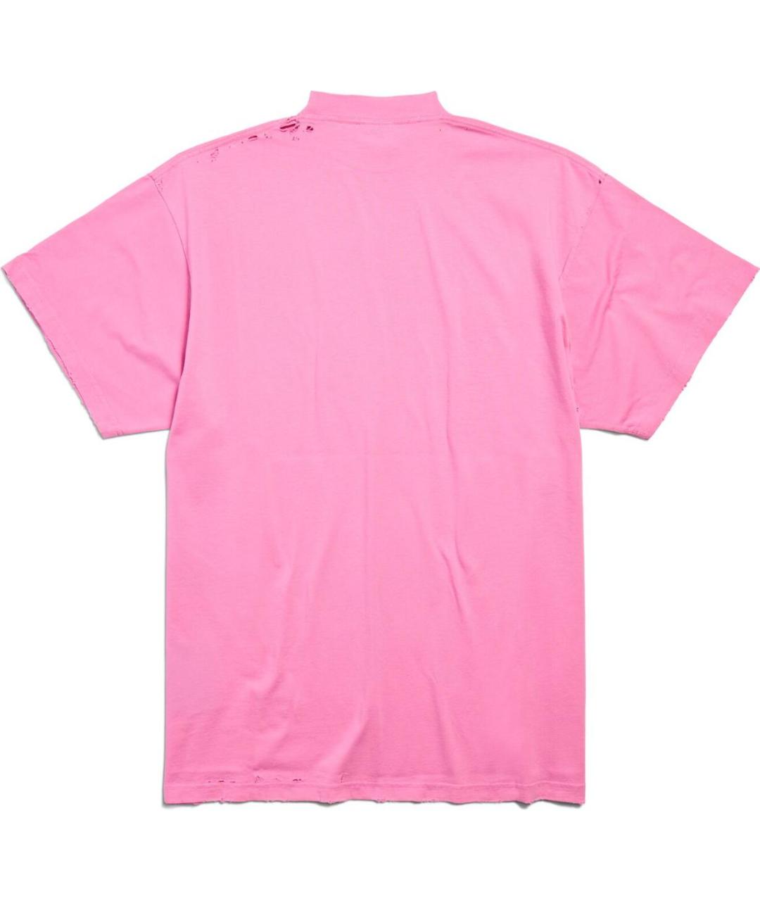 BALENCIAGA Розовая хлопковая футболка, фото 2