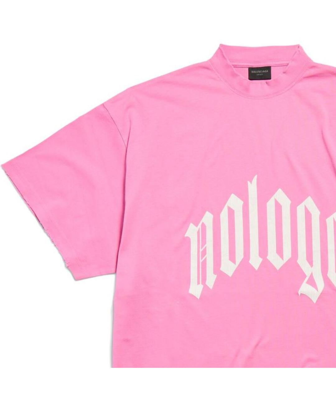 BALENCIAGA Розовая хлопковая футболка, фото 3