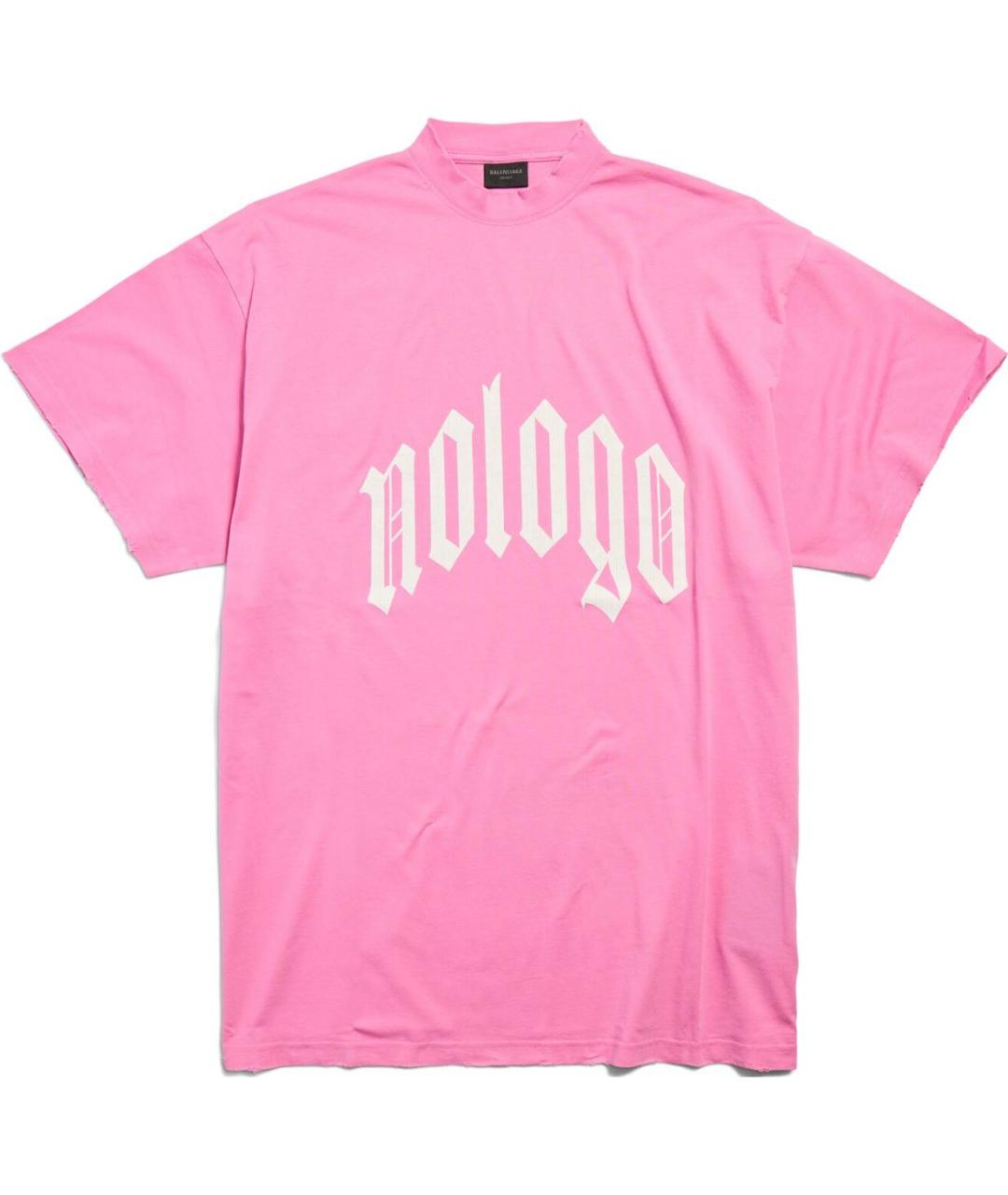 BALENCIAGA Розовая хлопковая футболка, фото 1
