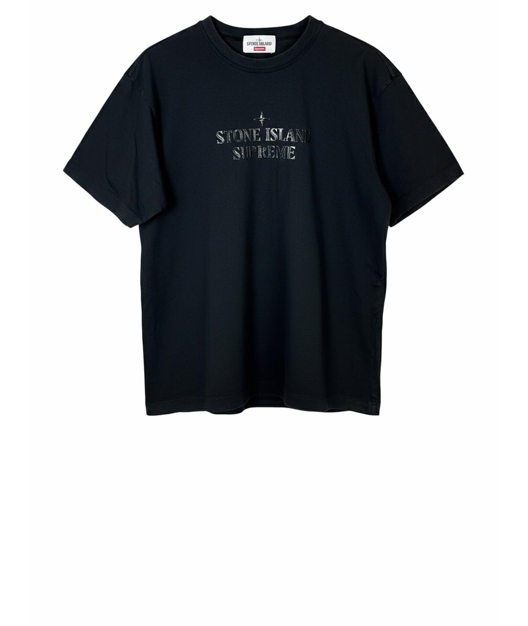 STONE ISLAND Черная хлопковая футболка, фото 1