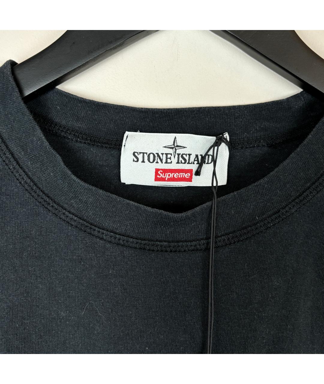 STONE ISLAND Черная хлопковая футболка, фото 3