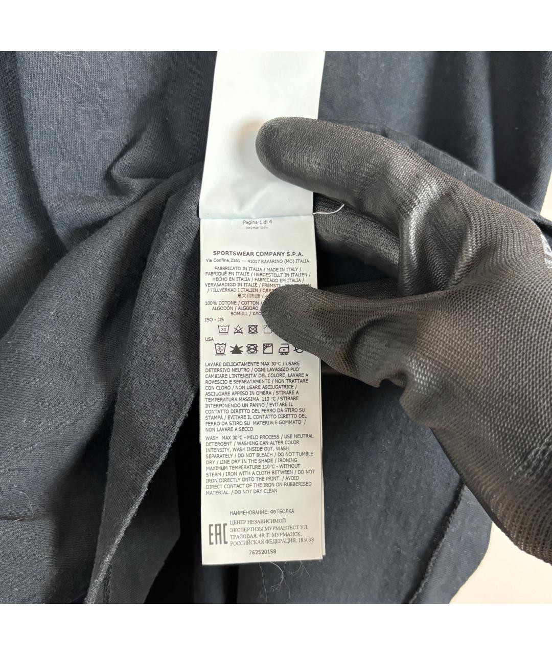 STONE ISLAND Черная хлопковая футболка, фото 6