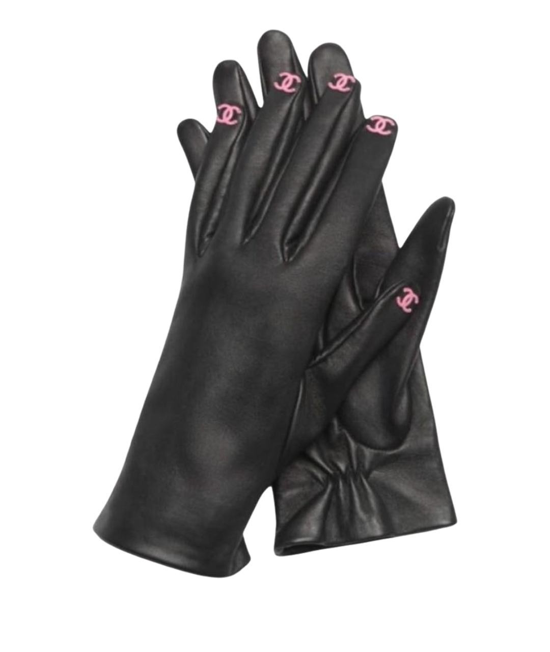 CHANEL Черные кожаные перчатки, фото 1