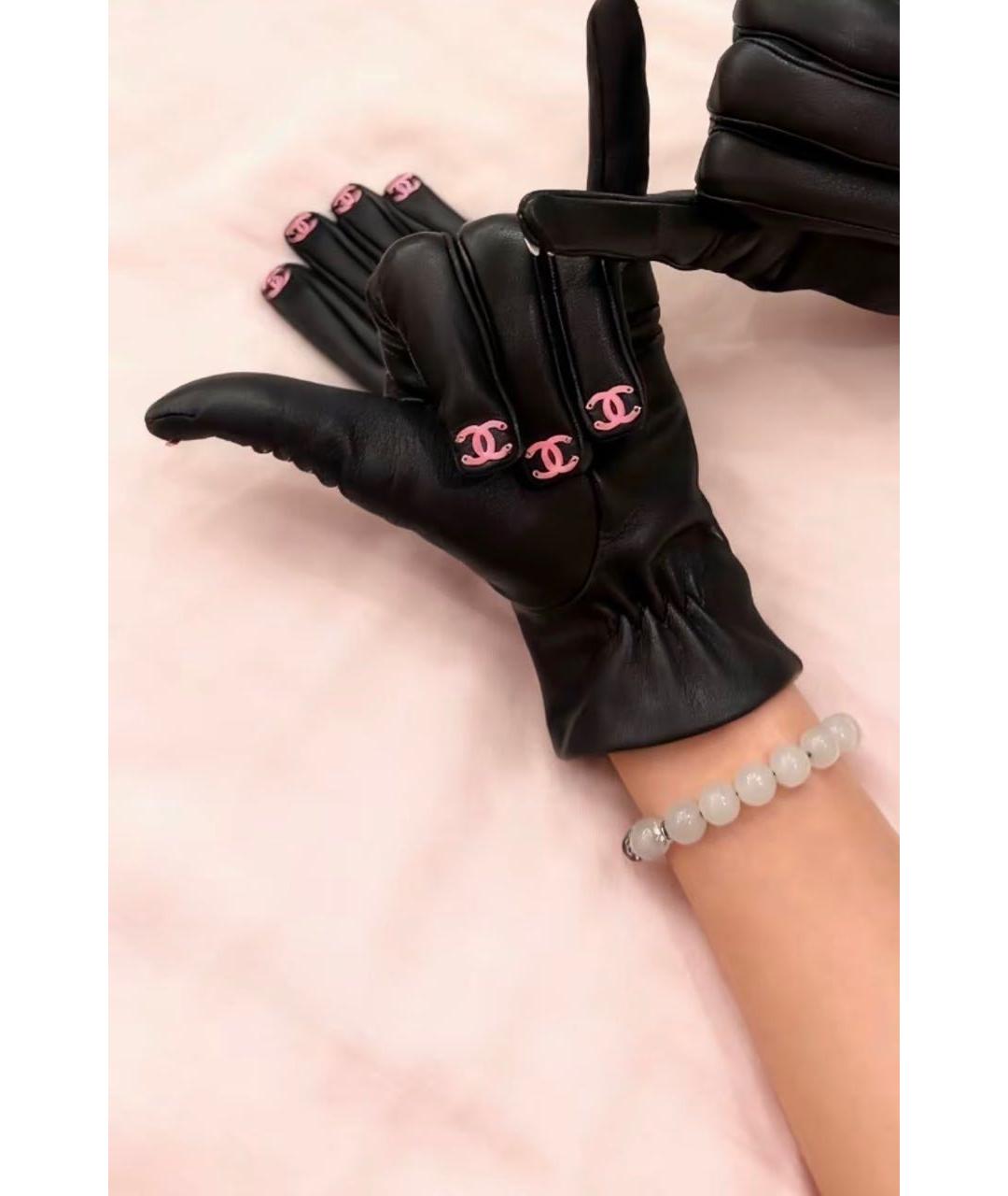 CHANEL Черные кожаные перчатки, фото 3