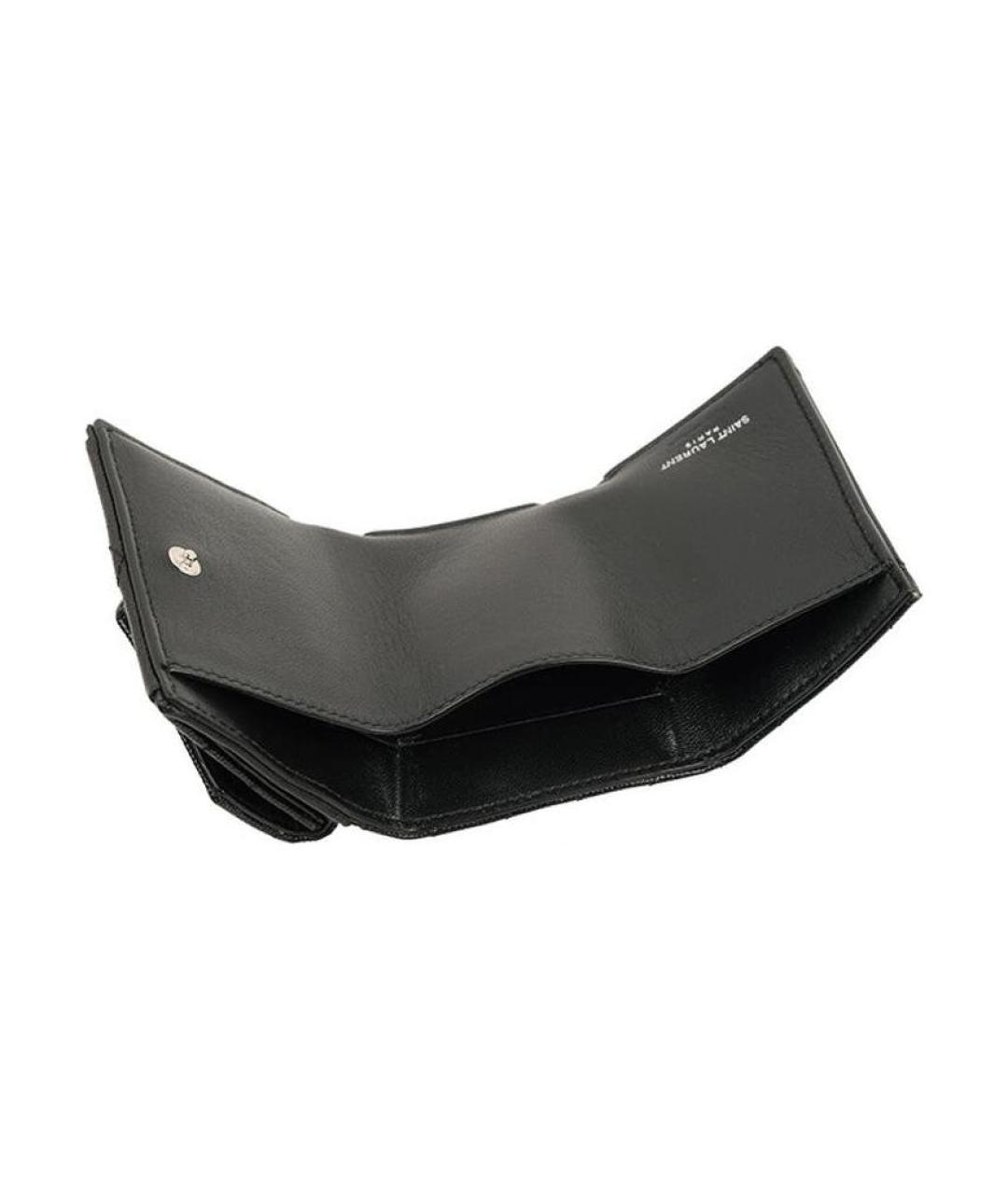 SAINT LAURENT Черный кожаный кошелек, фото 2