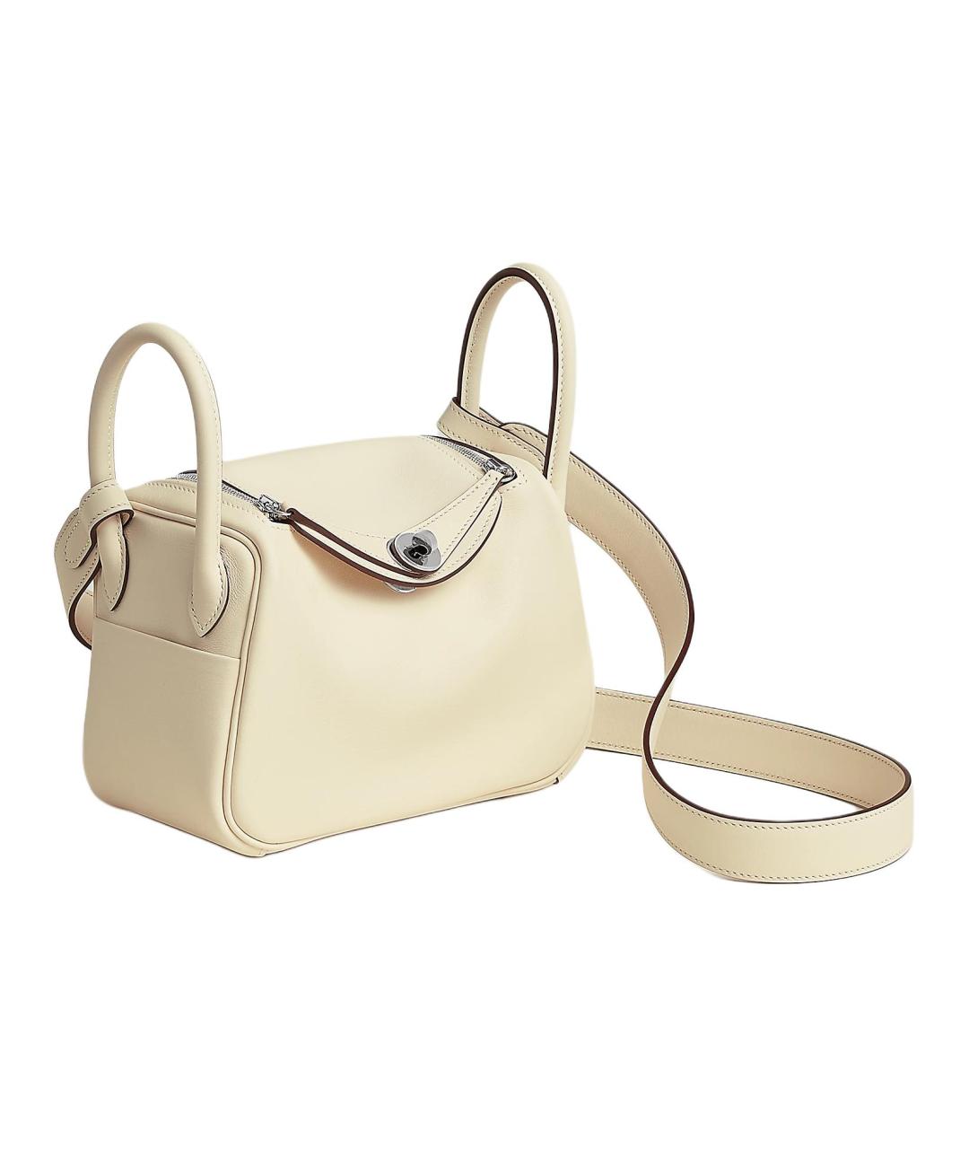 HERMES Белая кожаная сумка через плечо, фото 2