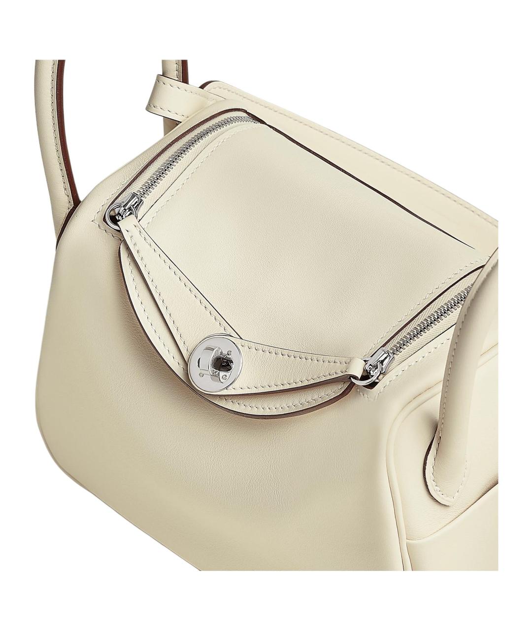 HERMES Белая кожаная сумка через плечо, фото 3