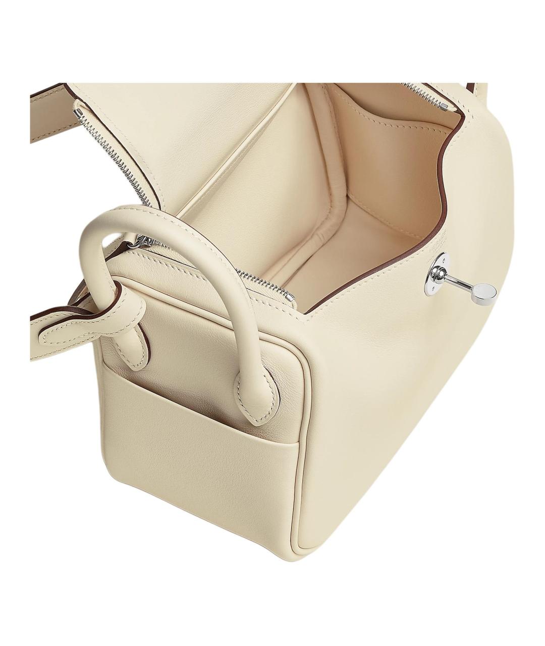 HERMES Белая кожаная сумка через плечо, фото 4