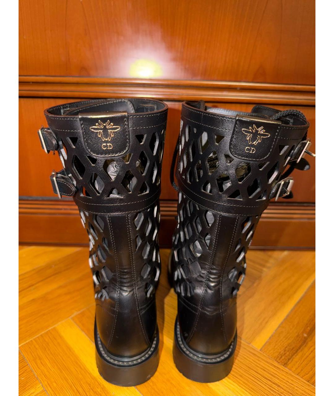 CHRISTIAN DIOR Черные кожаные полусапоги, фото 4