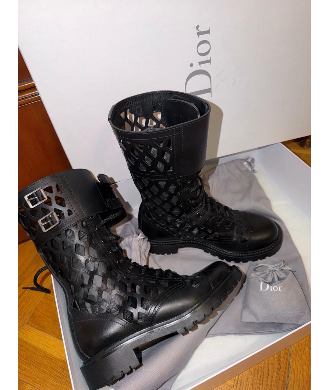 CHRISTIAN DIOR Черные кожаные полусапоги, фото 5