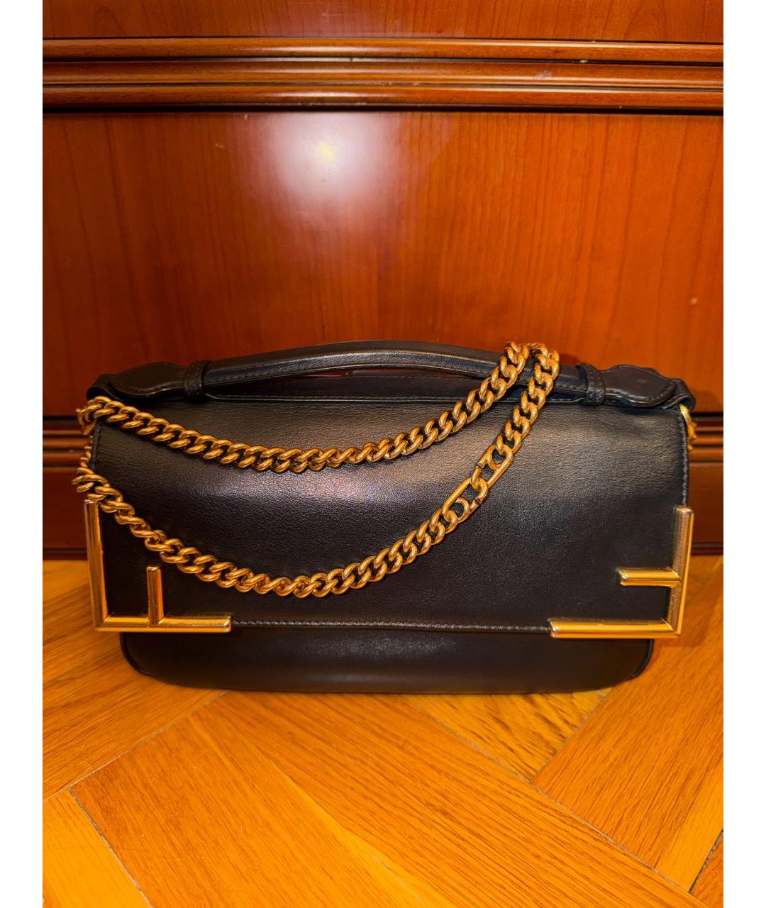 FENDI Коричневая кожаная сумка с короткими ручками, фото 3