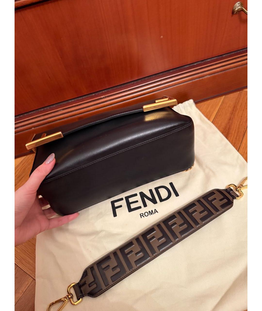 FENDI Коричневая кожаная сумка с короткими ручками, фото 6