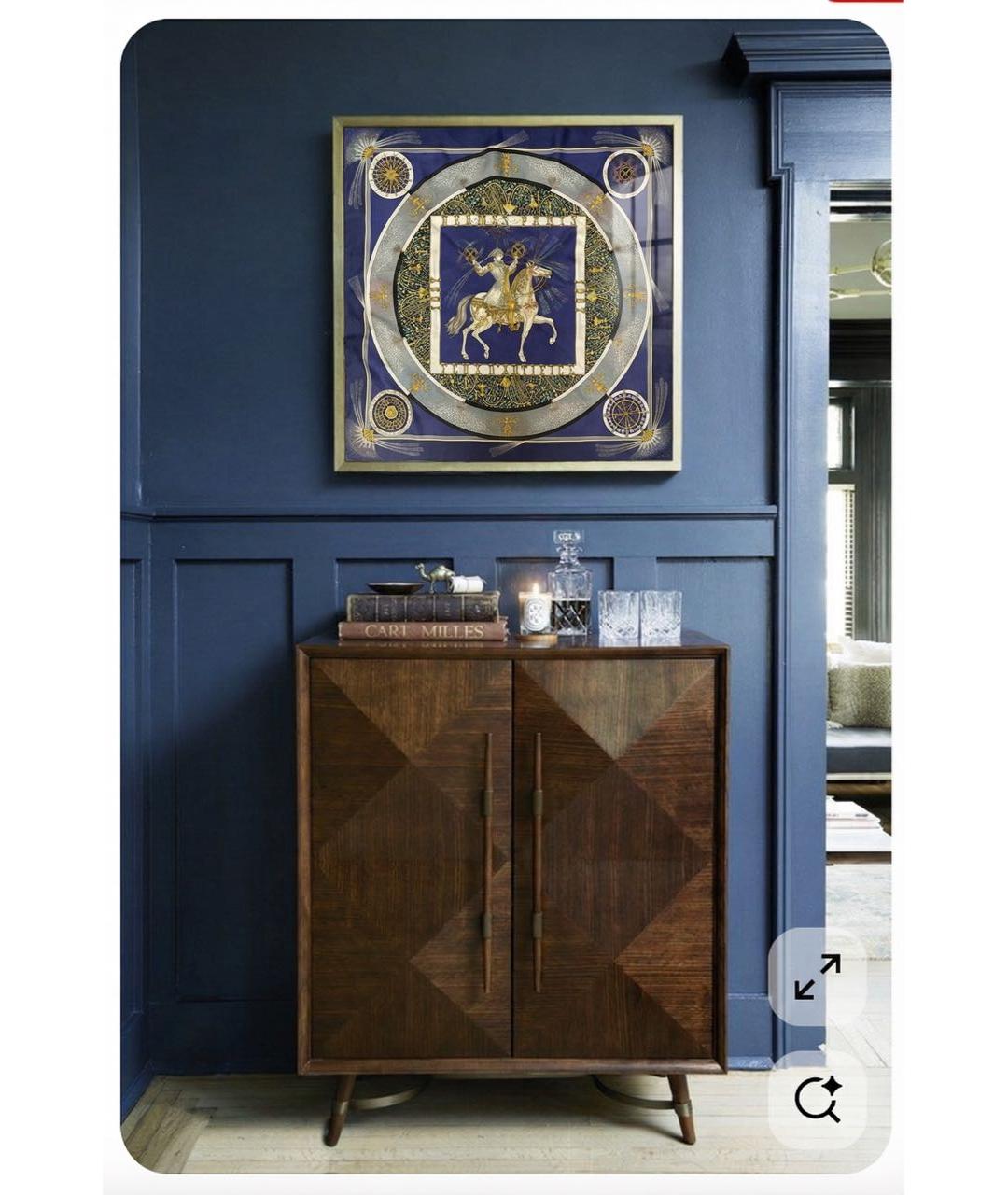 HERMES Темно-синий шелковый платок, фото 5