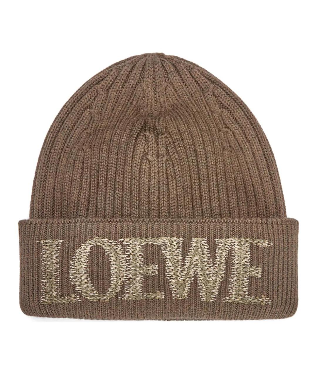 LOEWE Бежевая шерстяная шапка, фото 1