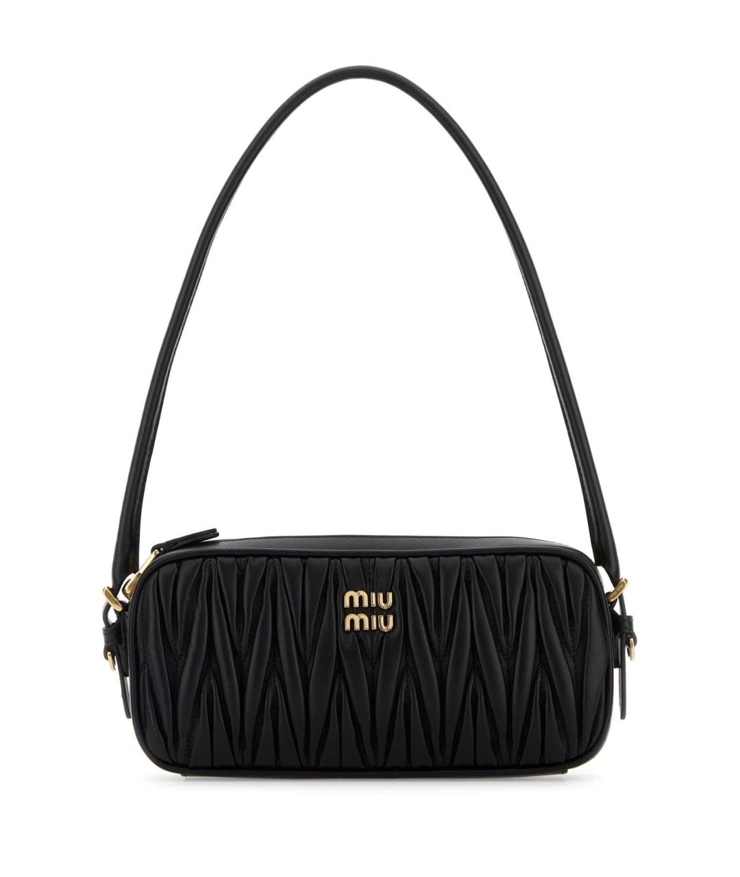 MIU MIU Черная кожаная сумка с короткими ручками, фото 1