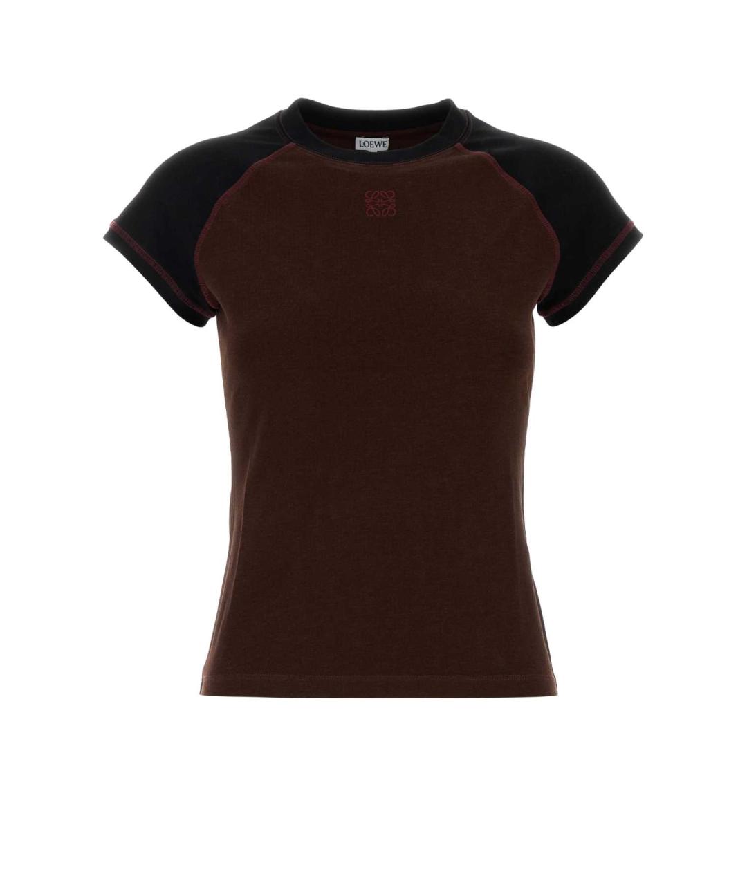 LOEWE Коричневая хлопковая футболка, фото 1