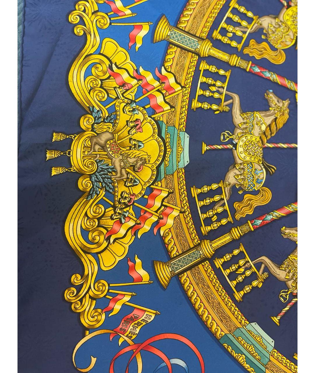 HERMES Темно-синий шелковый платок, фото 2