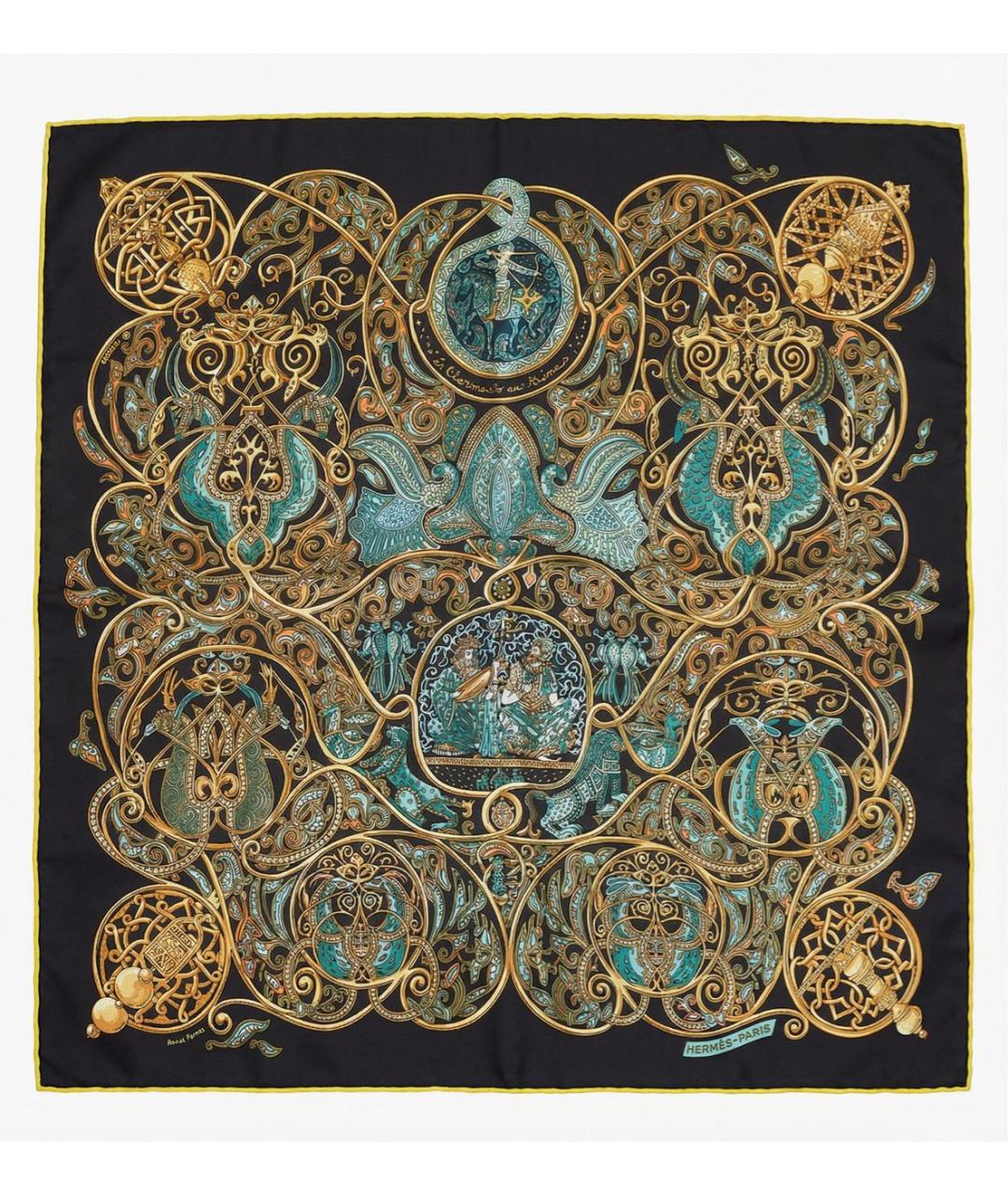 HERMES Мульти шелковый платок, фото 9